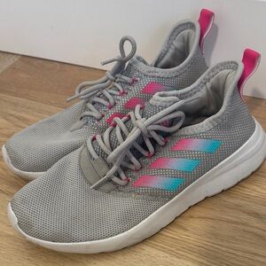 Adidas Gray Sneakers with Pink and Blue Accents